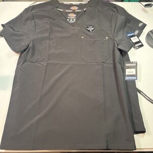 NWT ‎ Dickies Men's Scrub Top Riveting Black Size Small V Neck DK743